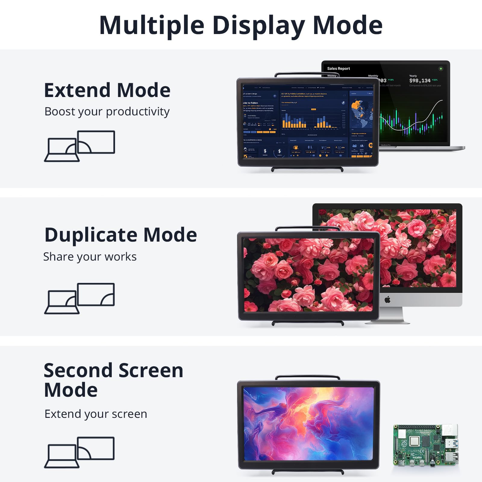 10.1 Inch ELECROW Mini Monitor - 1920x1080 Full HD IPS Screen with HDMI/VGA Inputs | Compatible with Raspberry Pi, CCTV, Gaming Consoles & Windows PC | Perfect for DIY Projects, Home Security & Portable Gaming