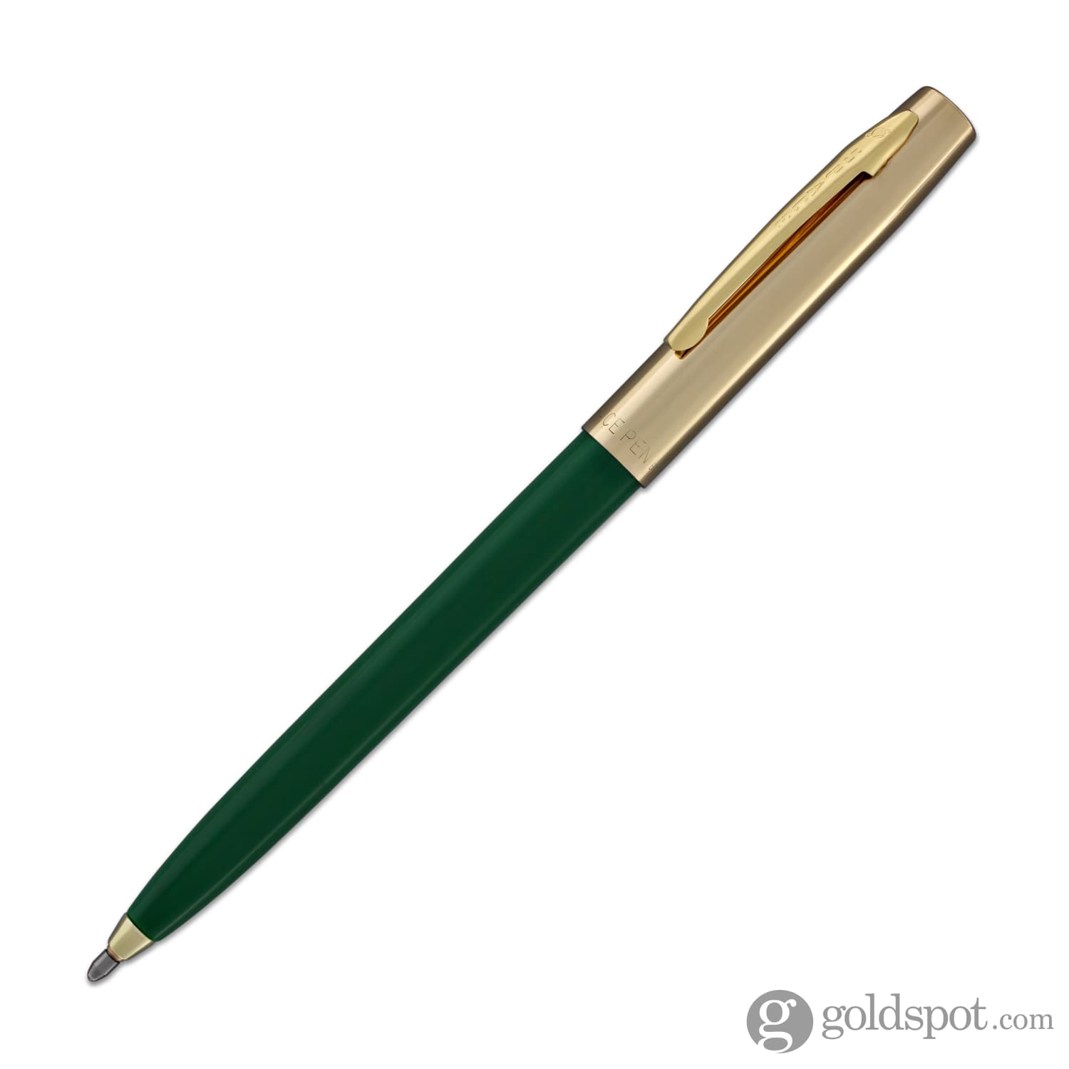 Fisher Space Pen Cap-O-Matic Ballpoint Pen - Green with Brass Trim - Premium Writing Instrument for Office, Travel & Outdoor Adventures