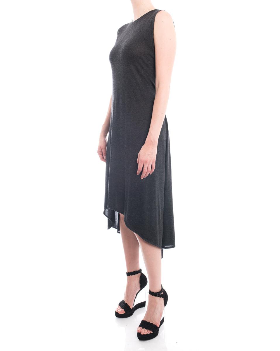 Brunello Cucinelli Women's Long Sleeveless Cashmere Knit Belted Dress - Grey Size M | Elegant Office Wear & Evening Cocktail Party Outfit