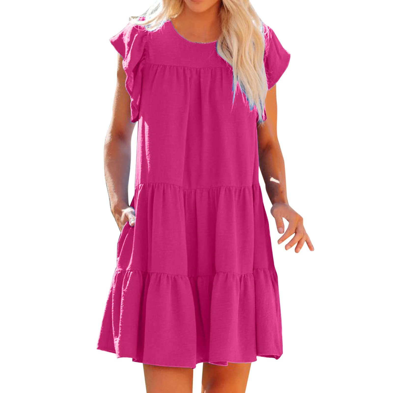 Boho Summer Maxi Dress for Women - Casual Loose Long Dress with Pockets, Short Sleeve Midi Dress | Perfect for Beach Vacations, Music Festivals & Summer Outings