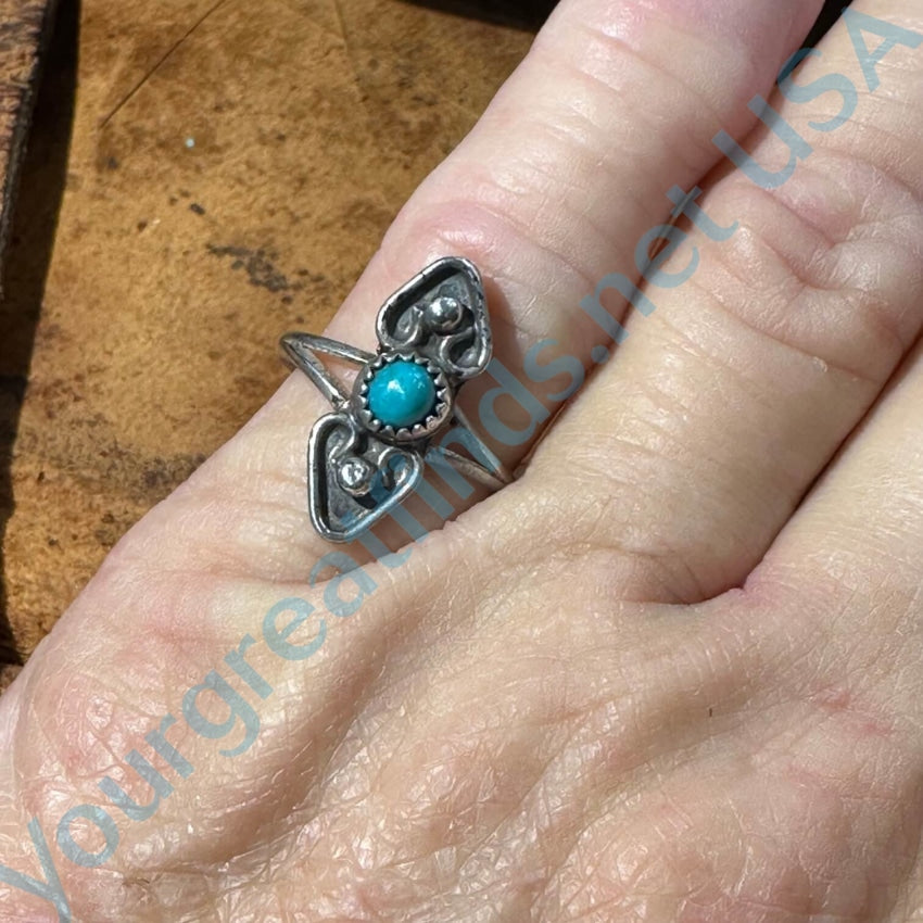 Tiny Navajo Sterling Silver Heart Ring with Genuine Turquoise - Size 6.5 - Handmade Native American Jewelry for Women - Perfect for Valentine's Day Gifts, Anniversary Presents & Boho Fashion Accessories