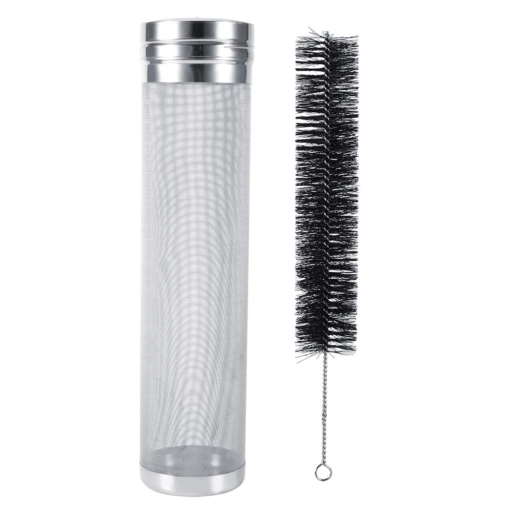 Yosoo123 Stainless Steel Beer Dry Filter with 300 Micron Mesh & Cleaning Brush Kit - Homebrew Keg Accessory for Craft Beer Brewing (7 x 29cm) - Perfect for Home Brewers & Keg Systems