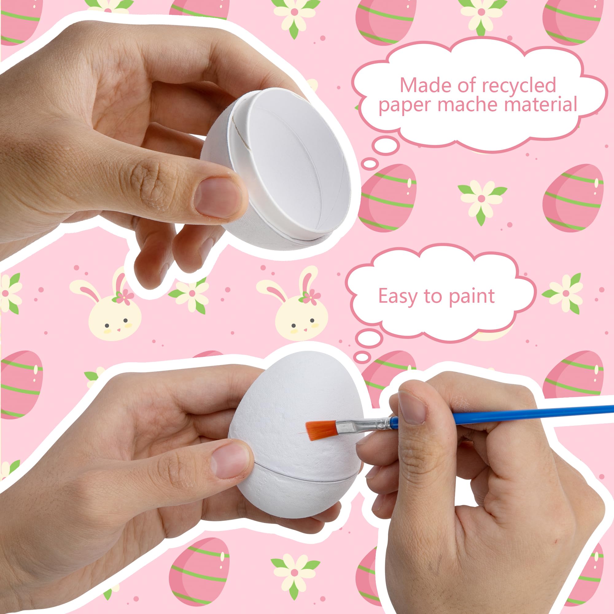 12 Pack DIY Paper Mache Easter Eggs - 3 Inch Blank Craft Eggs for Painting & Decorating | White Fillable Easter Basket Stuffers | Perfect for Easter Hunts, Party Favors & Home Decor Crafts