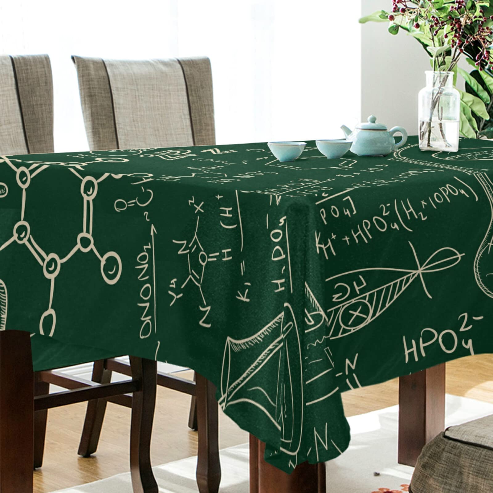 ALAZA 54 x 54 Inch Washable Science Chemistry Laboratory Print Tablecloth - Durable Table Cover for Dining Tables, Camping, Buffet Parties & Themed Decor