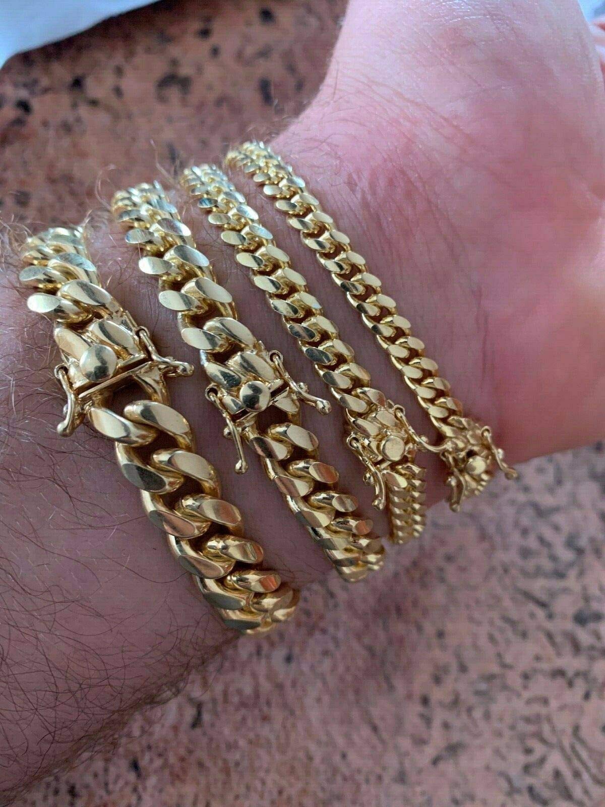 HarlemBling 925 Sterling Silver 14k Gold Plated Miami Cuban Link Chain Necklace & Bracelet Set for Men - 4mm to 10.5mm Box Lock Italian Craftsmanship - Perfect for Gifts, Parties, and Everyday Luxury Wear