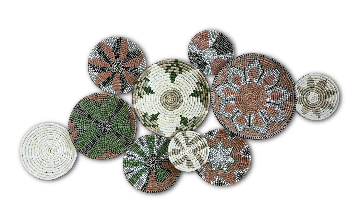 Handmade Boho Rattan Wall Decor Set of 10 - Woven Wicker Baskets, Wall Art & Tray for Boho Chic Home Decor | Perfect for Living Room, Bedroom & Nursery Wall Accents