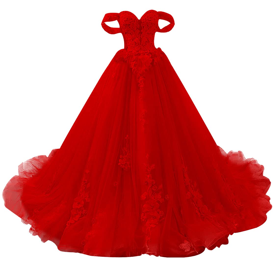 Elegant Off Shoulder Lace Quinceanera Dress - Long Tulle Formal Evening Gown for Prom, Homecoming & Special Occasions | Princess Style Prom Dress for Teens & Women