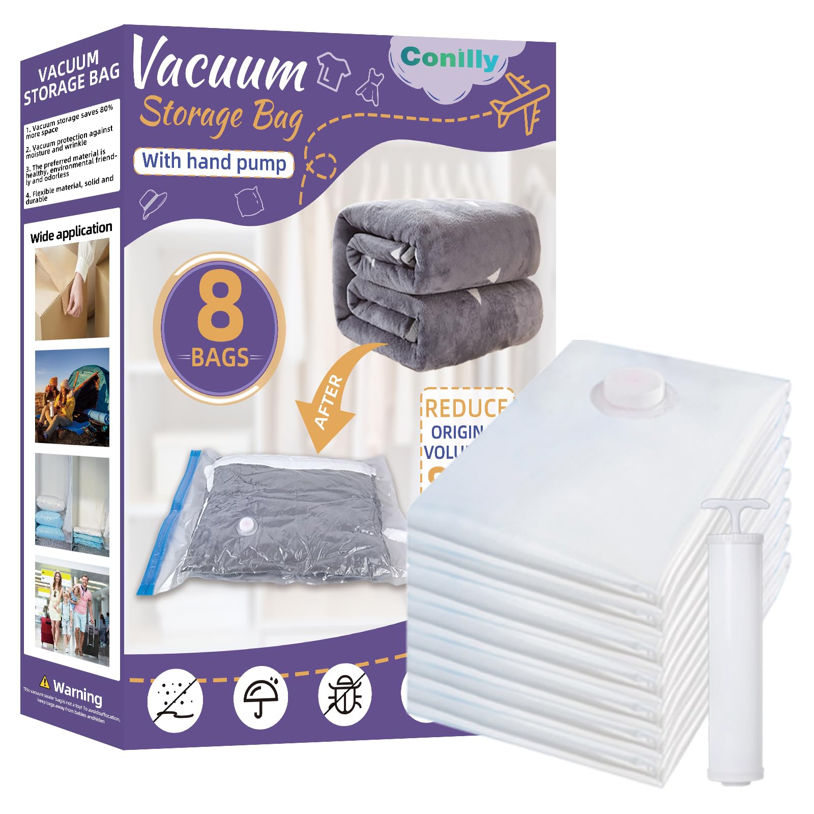 8 Pack Jumbo Vacuum Storage Bags (40