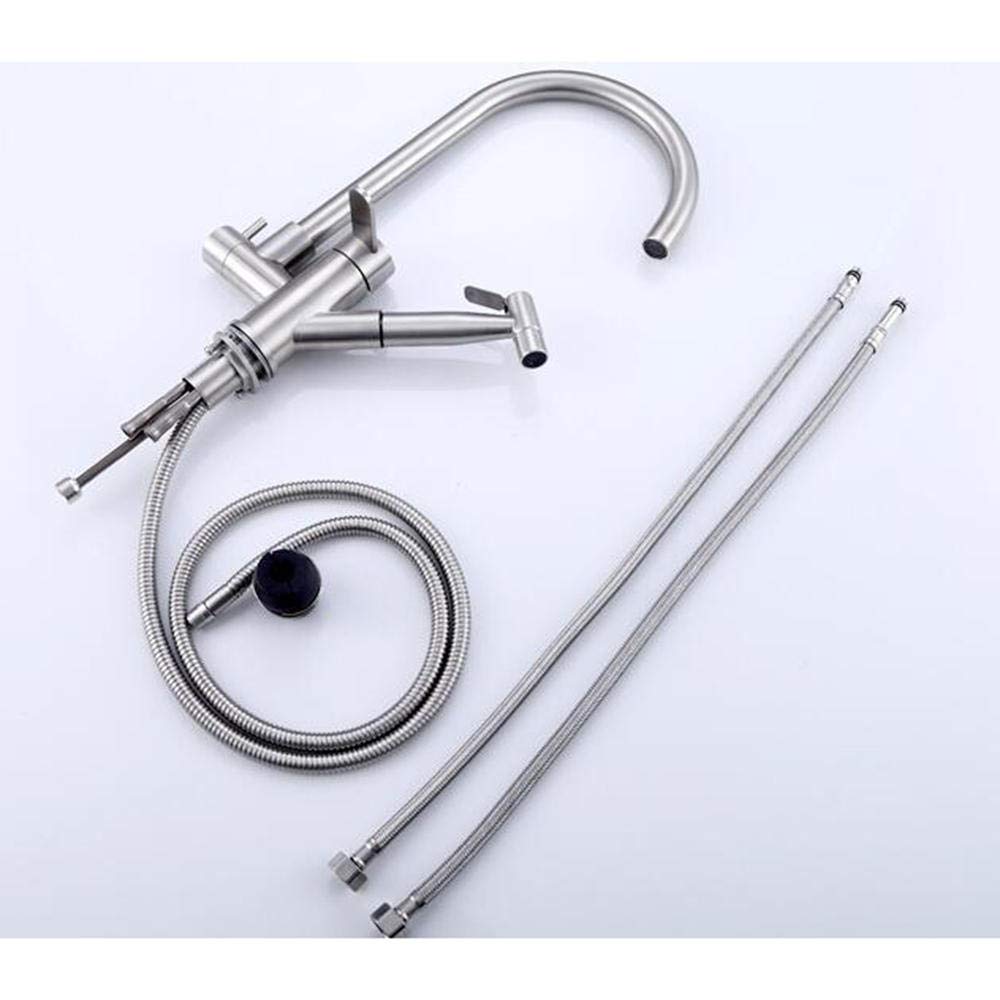 Stainless Steel Pull-Down Kitchen Faucet with Sprayer - Hot & Cold Water Mixer for Modern Sinks - Perfect for Cooking, Washing Dishes, and Food Prep