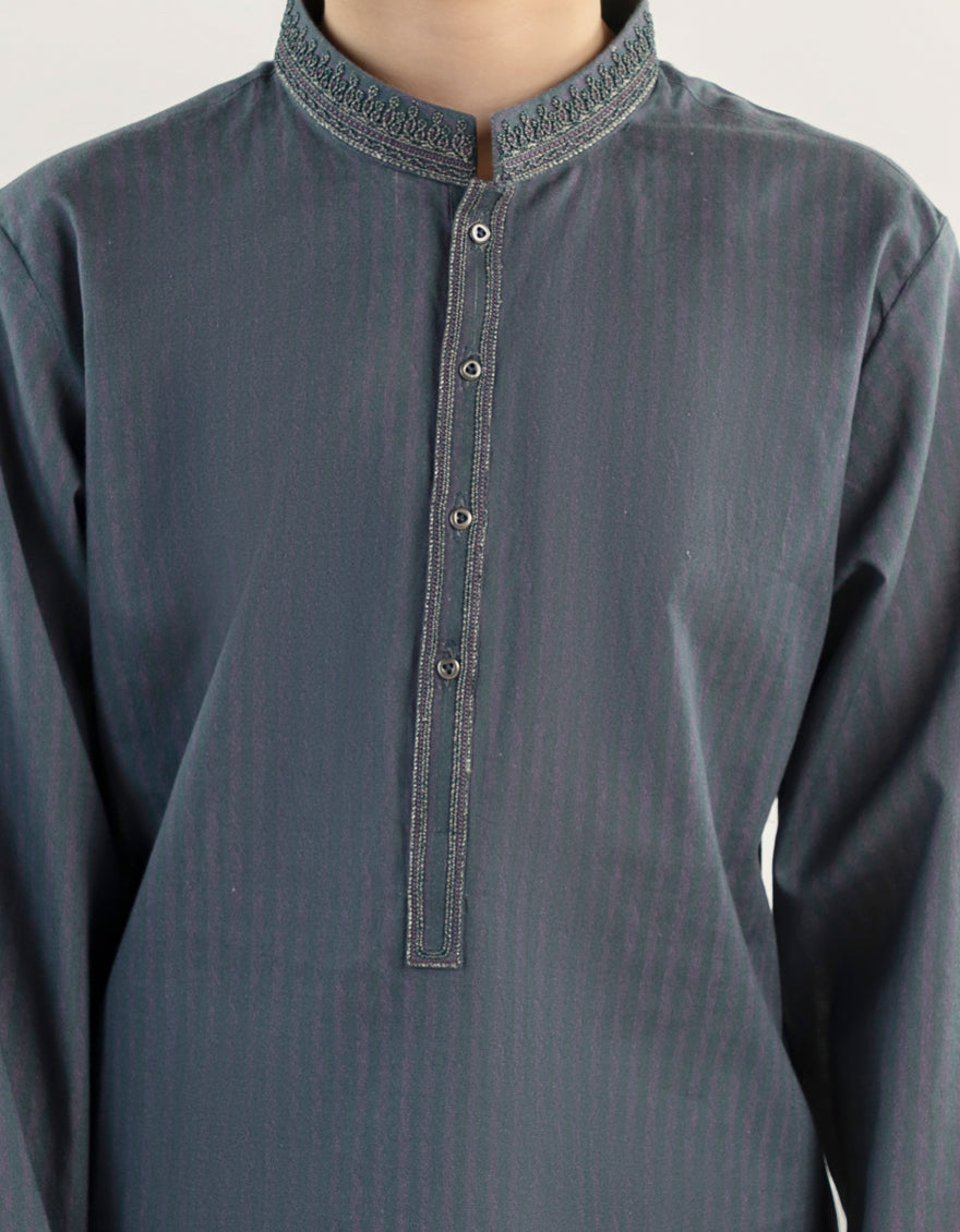 Premium Cotton Grey Kurta by J. Junaid Jamshed - Comfortable Traditional Pakistani Wear for Men - Perfect for Eid, Weddings & Casual Outings