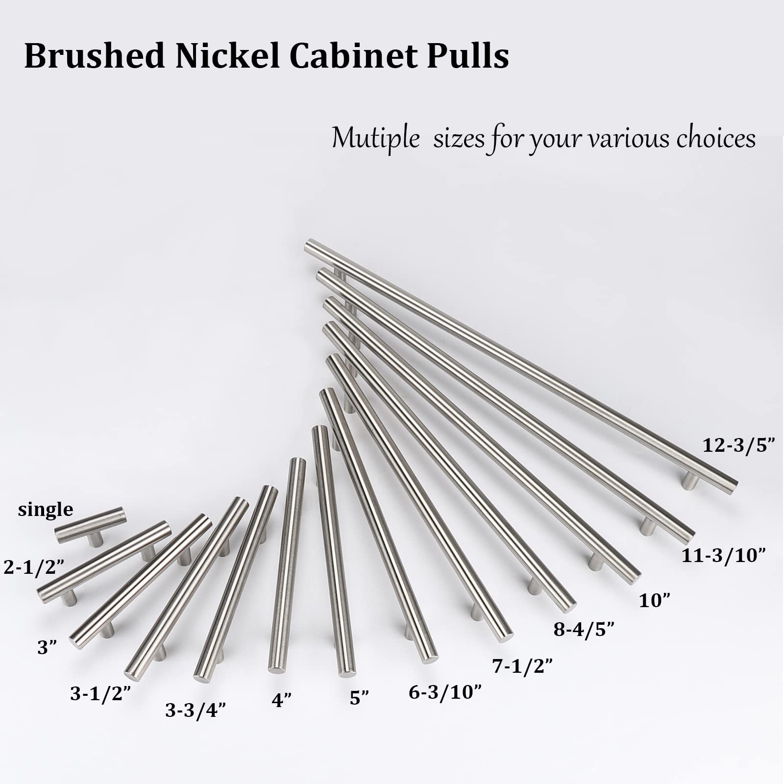 Brushed Nickel Cabinet Pulls 4 Inch - 12 Pack for Kitchen & Dresser