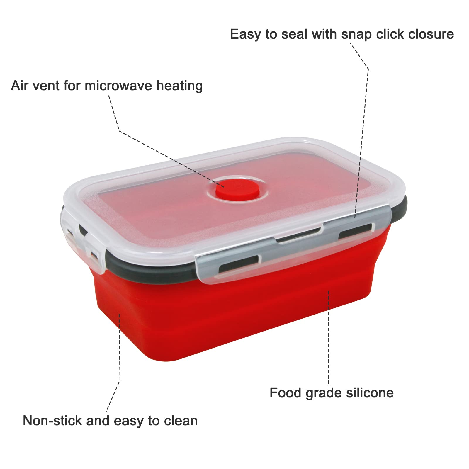 Collapsible Silicone Food Storage Containers with Lids - 4-Pack Space Saving Kitchen Organizers for Meal Prep, Lunch Box, Pantry, Picnics & Travel - BPA-Free, Leakproof & Microwave Safe