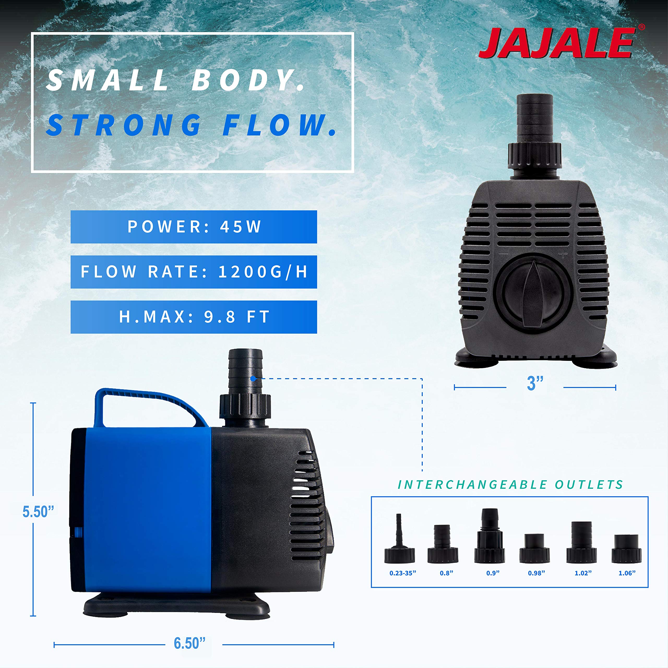 1200 GPH Ultra Quiet Submersible Water Pump - 5 Pack for Pond, Aquarium, Fish Tank, Fountain, Hydroponics - Perfect for Indoor/Outdoor Water Circulation & Decoration