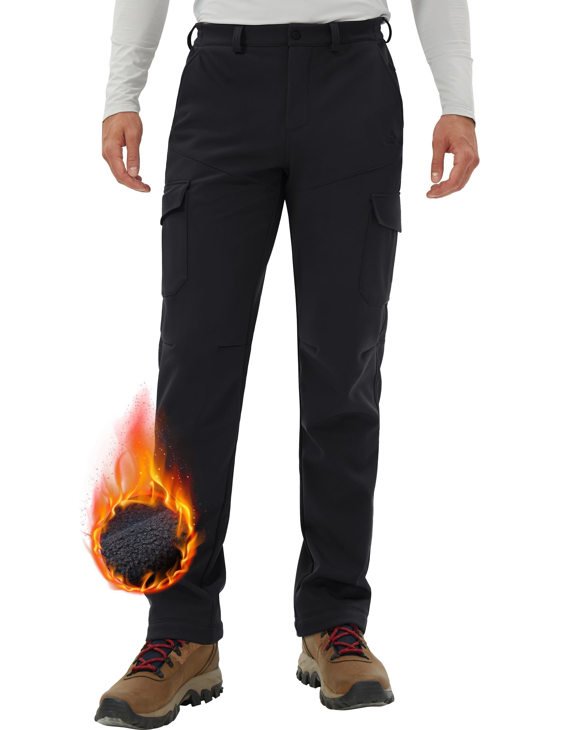 **Pioneer Camp Men's Waterproof Cargo Hiking Pants - Fleece Lined, Insulated Softshell Winter Pants for Skiing, Snow, and Outdoor Work | Durable & Warm for Cold Weather Adventures**