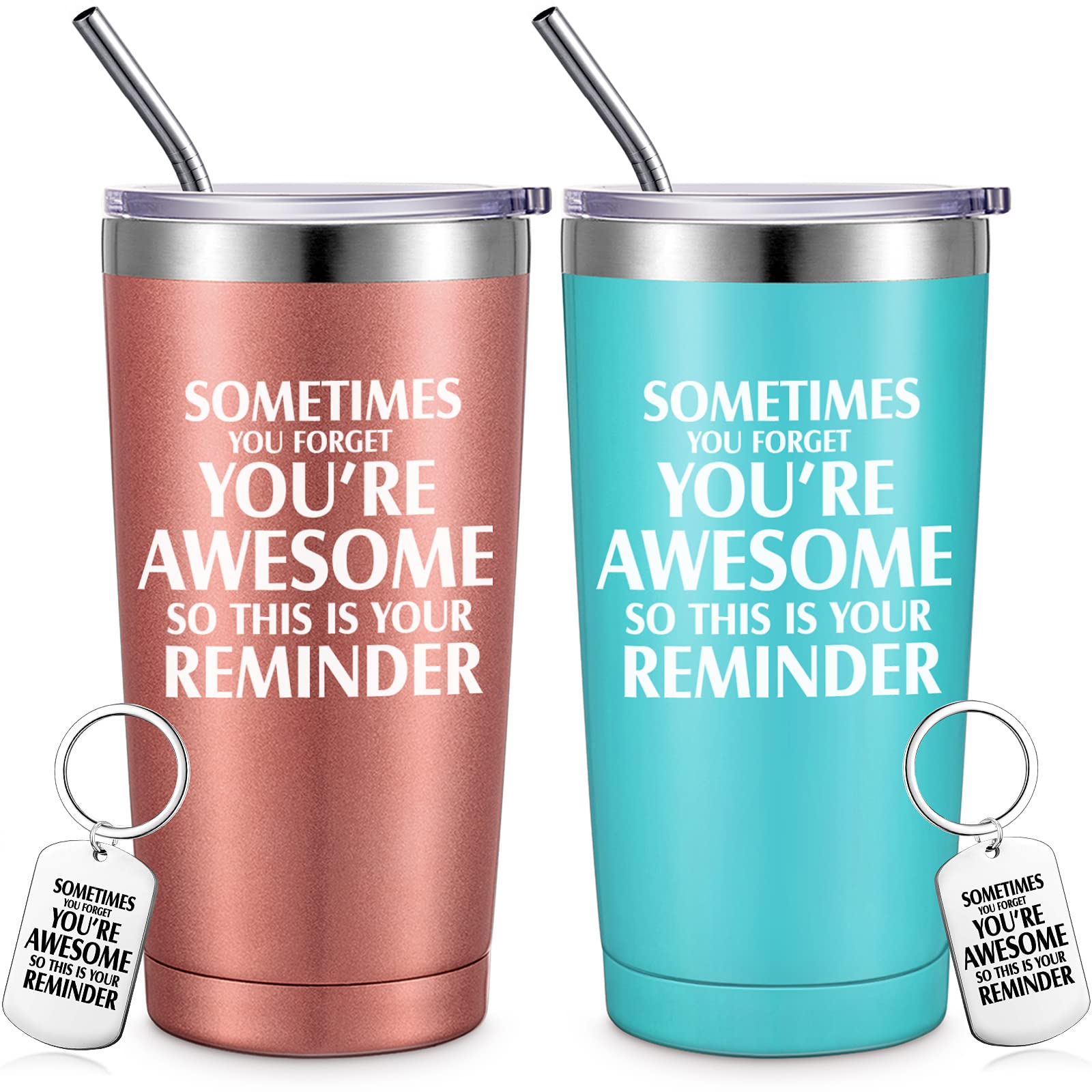 2 Sets Inspirational Wine Tumblers 20 oz with Keychain - Motivational Gifts for Graduation, Birthday, Appreciation, Coworkers, Friends - Perfect for Relaxation, Encouragement & Daily Use
