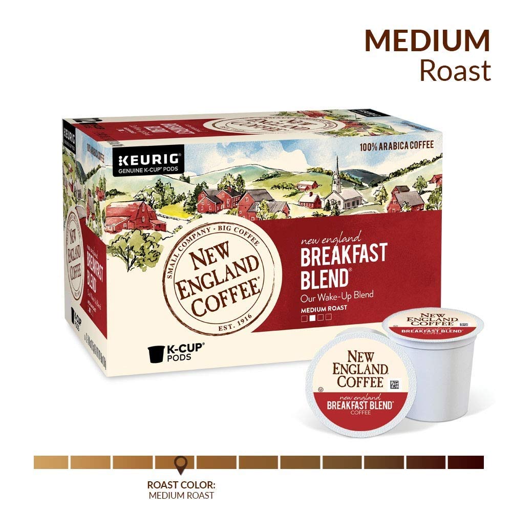 New England Coffee Breakfast Blend K-Cups – Medium Roast Coffee Pods for Keurig Brewers | Perfect for Morning Energy & Office Use