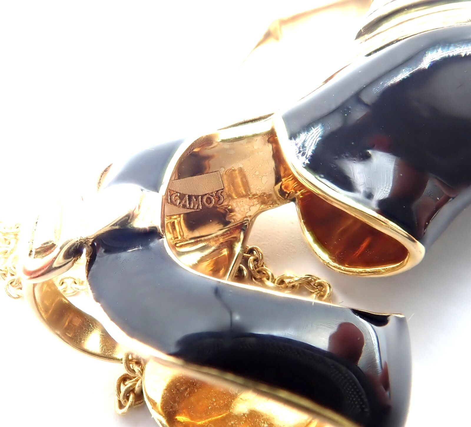 Authentic Salvatore Ferragamo 18K Yellow Gold Enamel Shoe Charm Pendant Necklace | Luxury Italian Jewelry for Women | Perfect Gift for Birthday, Anniversary & Special Occasions