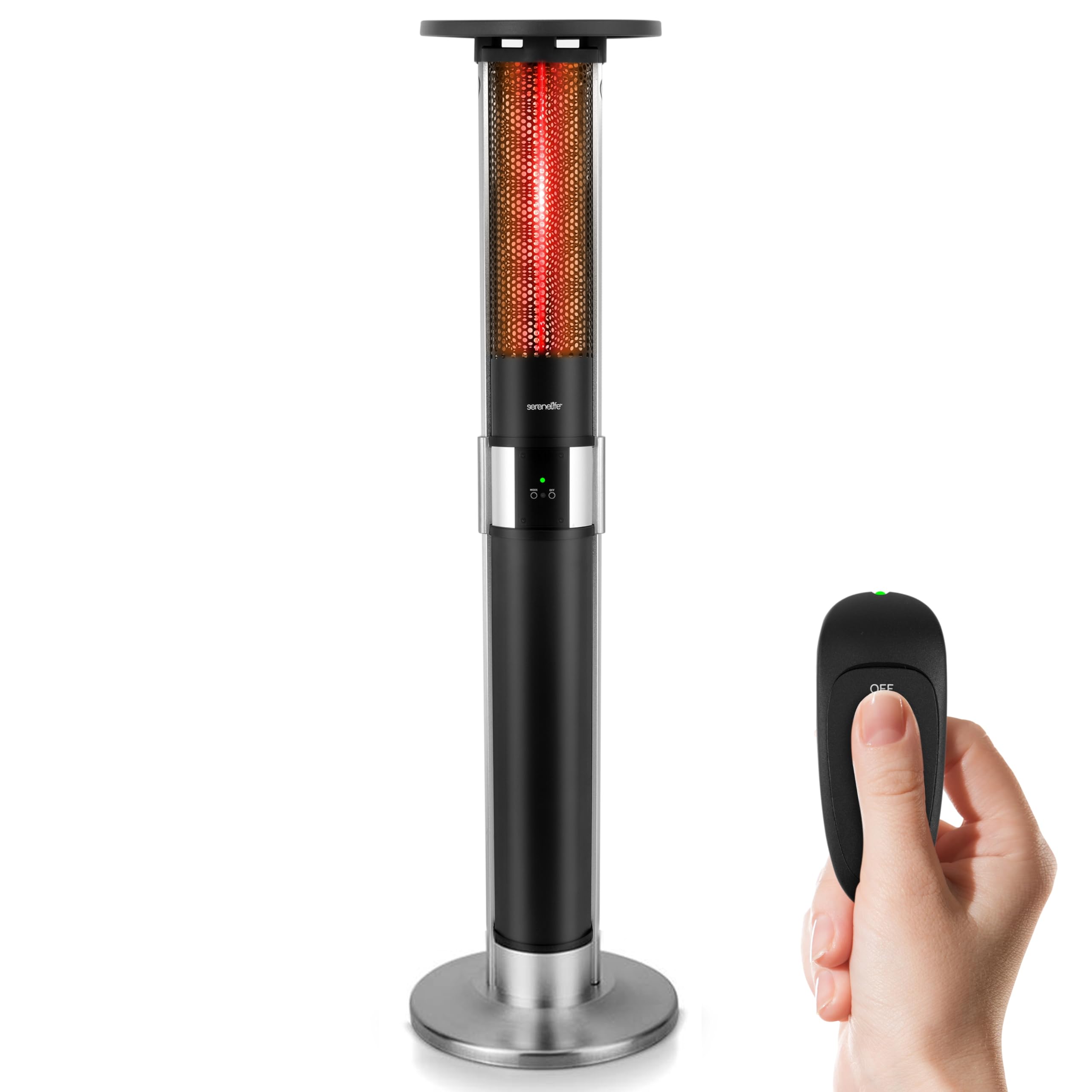 SereneLife 1500W Infrared Electric Patio Heater with Remote Control - Portable Indoor Outdoor Heater for Restaurants, Backyards, Garages & Decks | Black Tower Heater for Winter Warmth & Outdoor Entertaining