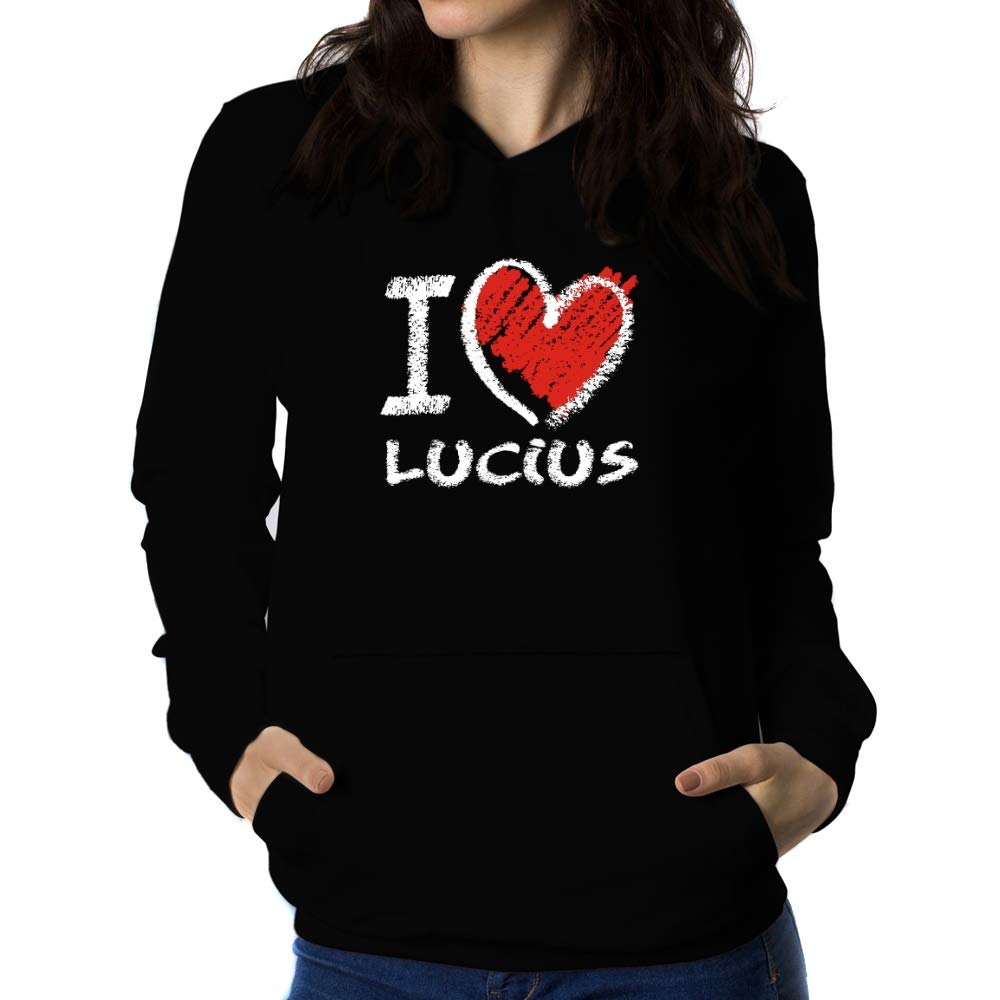 Teeburon I Love Lucius Chalk Style Women's Hoodie - Soft Pullover Sweatshirt for Casual Wear, Street Fashion & Gifts