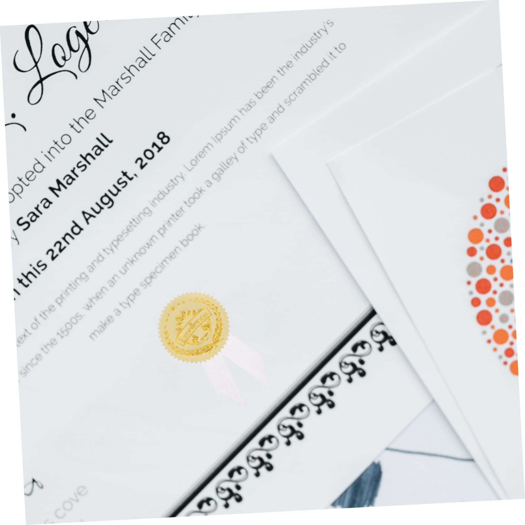 Graduation Stickers & Ribbon - Red Commendation Envelopes for Adults - Award Ceremony & School Events