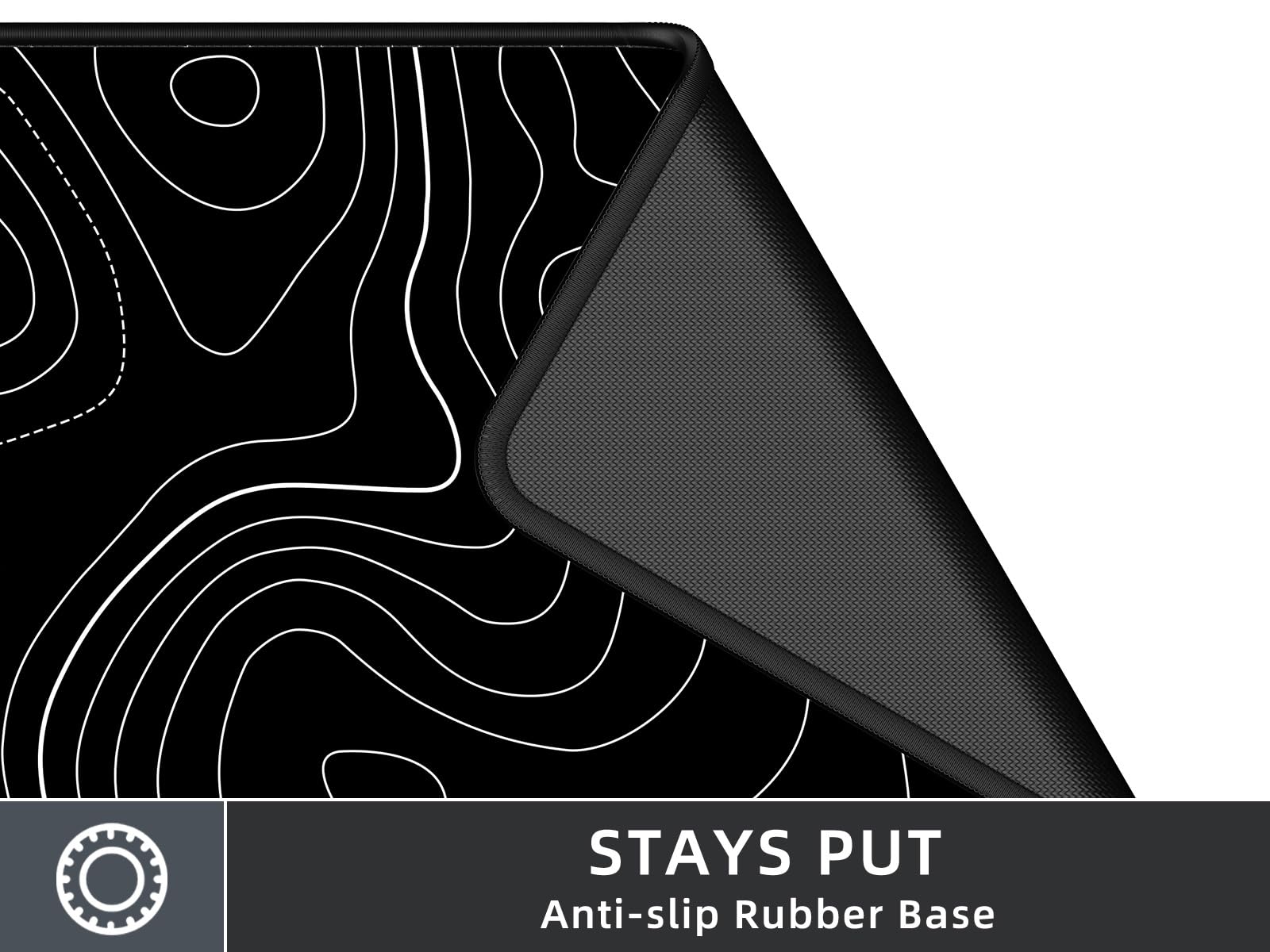Extra Large Gaming Mouse Pad with Black Topographic Design - XXL Non-Slip Mouse Mat for PC, Laptop & Office Desk - Perfect for Gamers, Programmers & Office Workers (36