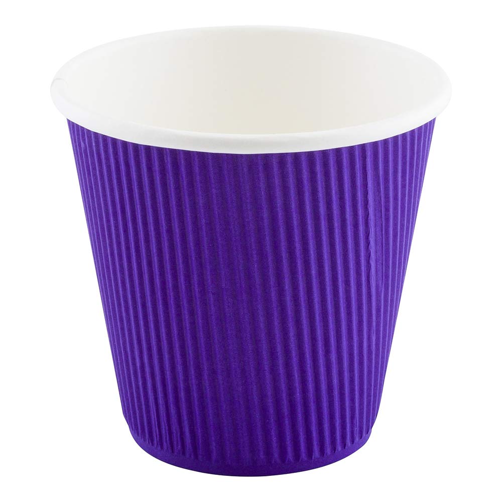 8 oz Disposable Paper Coffee Cups - 25 Pack Leakproof & Insulated Ripple Wall Hot Cups, Eco-Friendly Recyclable Royal Purple - Perfect for Coffee Shops, Offices, and Catering Events (Lids Sold Separately)