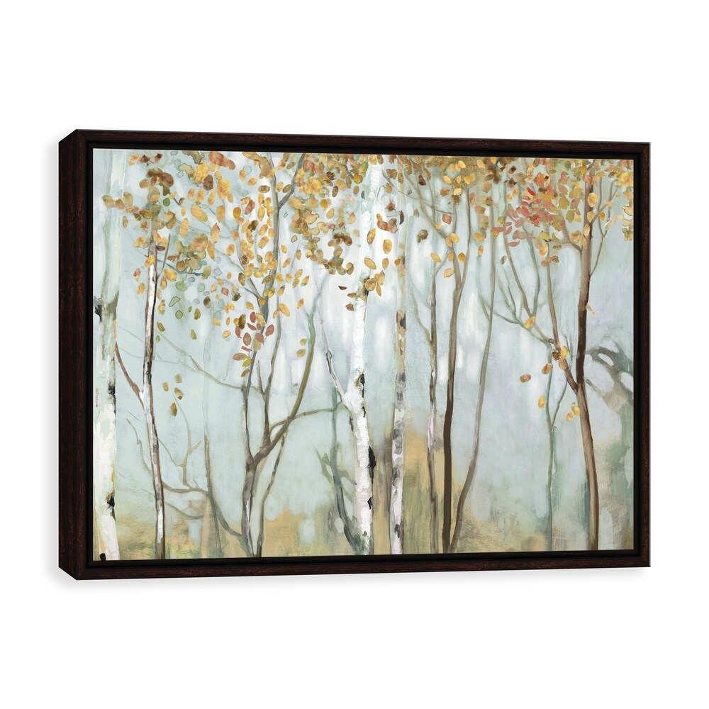 Birch In The Fog II Framed Canvas Wall Art - 38.25