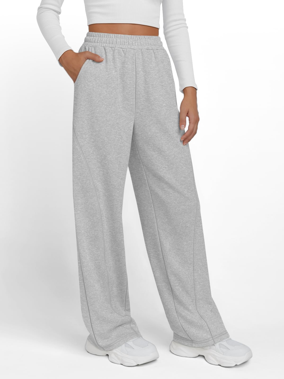 Trendy Queen Women's Wide Leg Sweatpants - Y2K High Waisted Baggy Joggers with Pockets for Fall Fashion 2025 | Casual Lounge Wear, Street Style Outfits & Athleisure Comfort