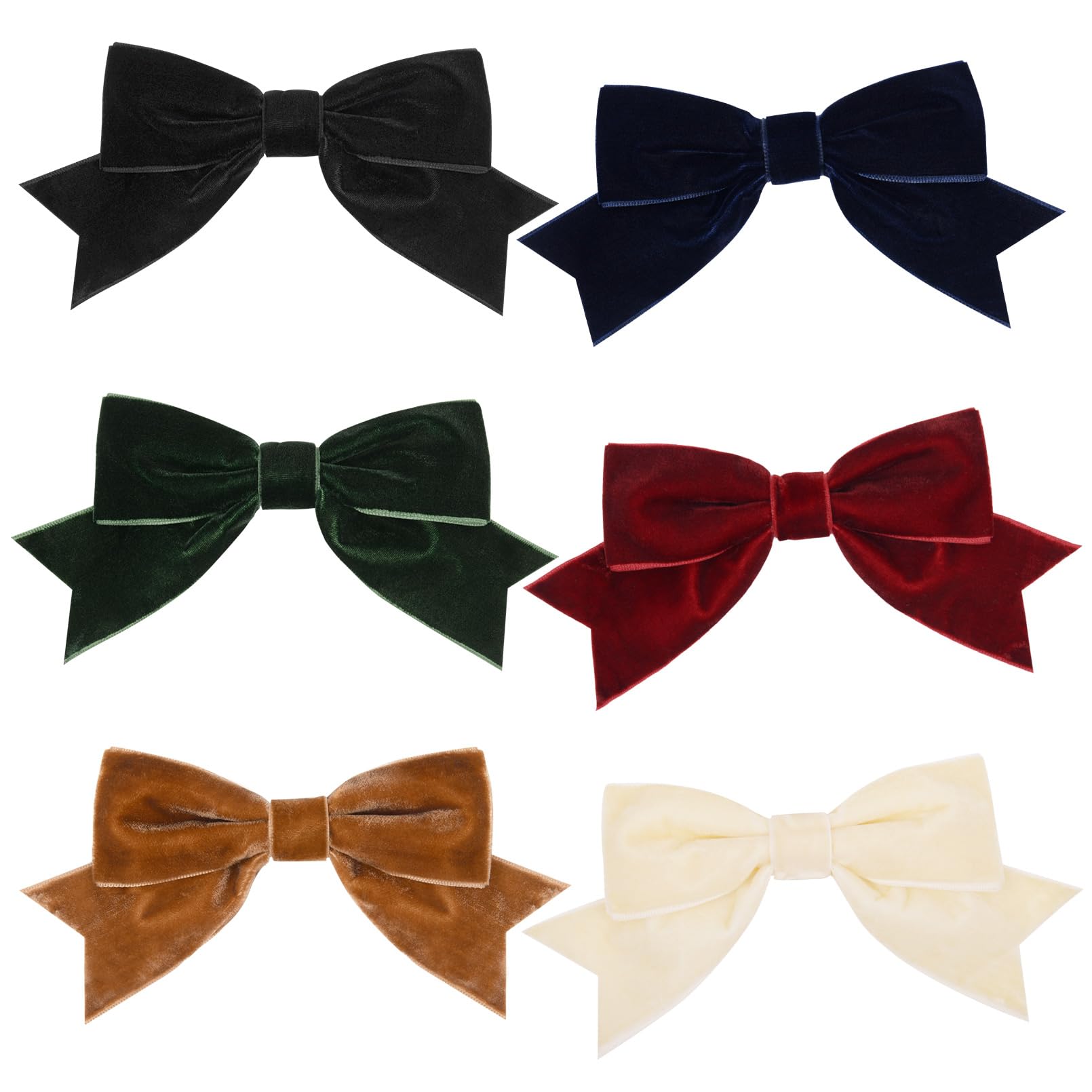6PCS Velvet Hair Bows - Big Fall Alligator Clips Hair Ribbon Clips for Women, Girls, Toddlers & Baby | Hair Accessories for Parties, Weddings & Daily Wear