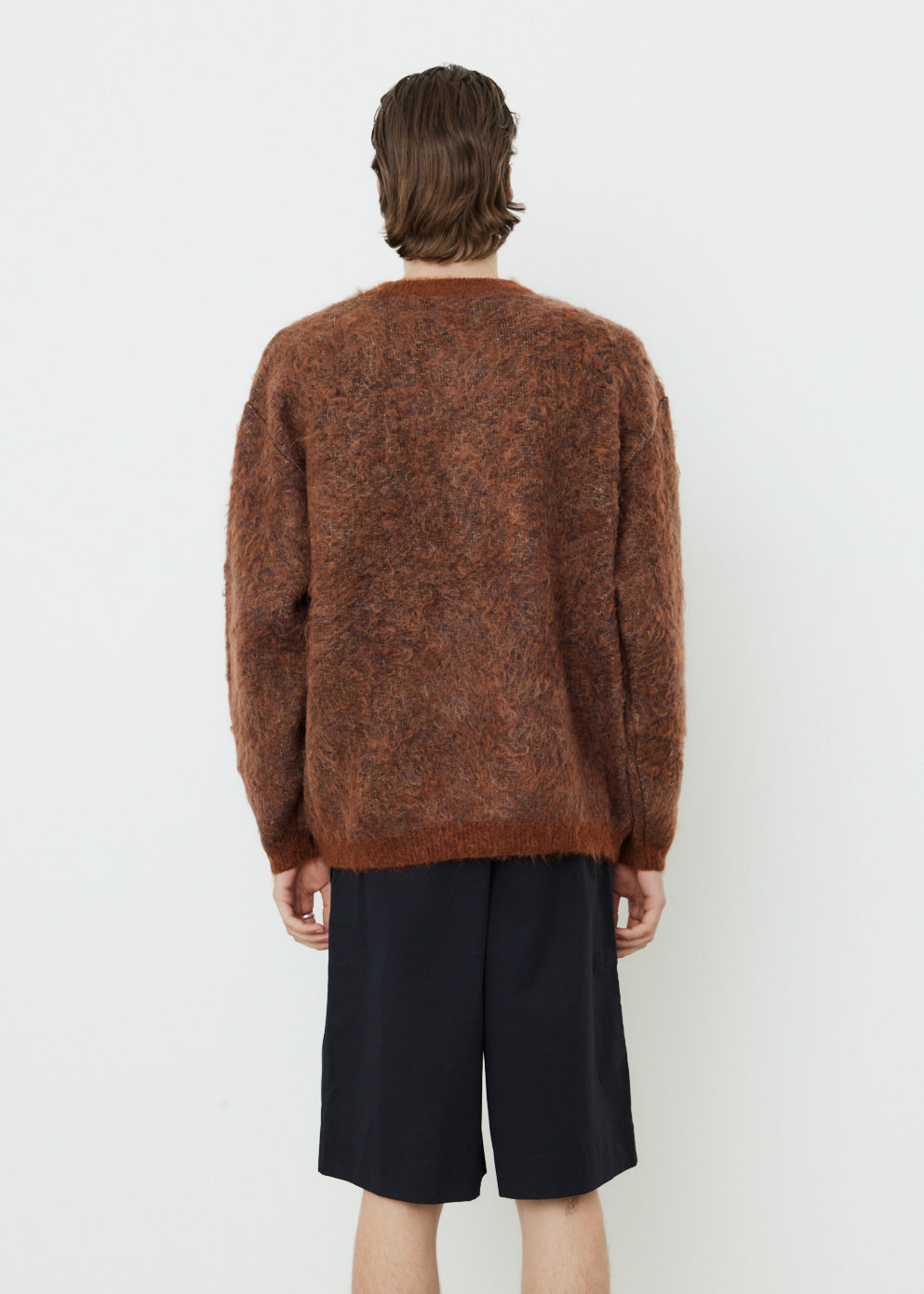 4-Color Mix Jacquard Mohair Crewneck Sweater for Women - Soft Winter Knit Pullover for Casual Outfits & Holiday Gatherings