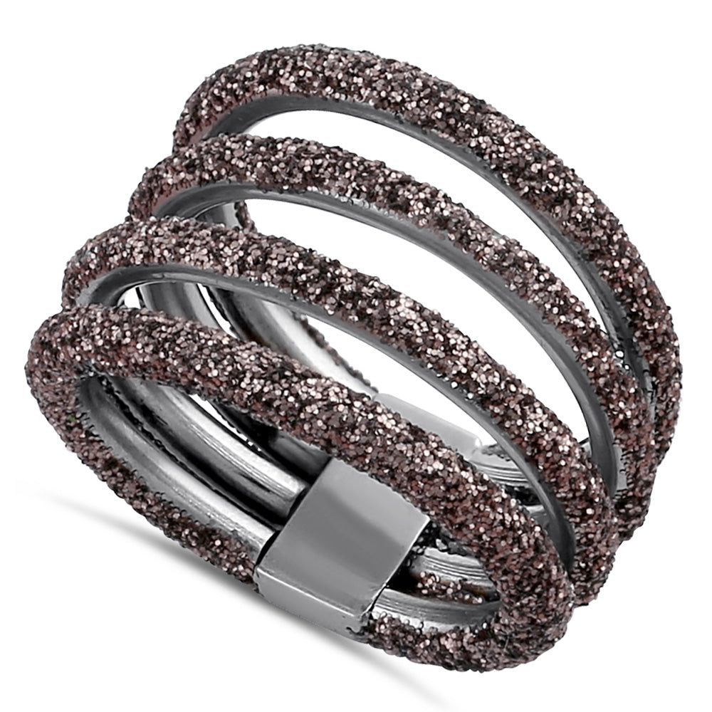 Stainless Steel Layered Brown Stardust Ring for Women - Elegant Boho Jewelry for Everyday Wear, Parties & Gifts