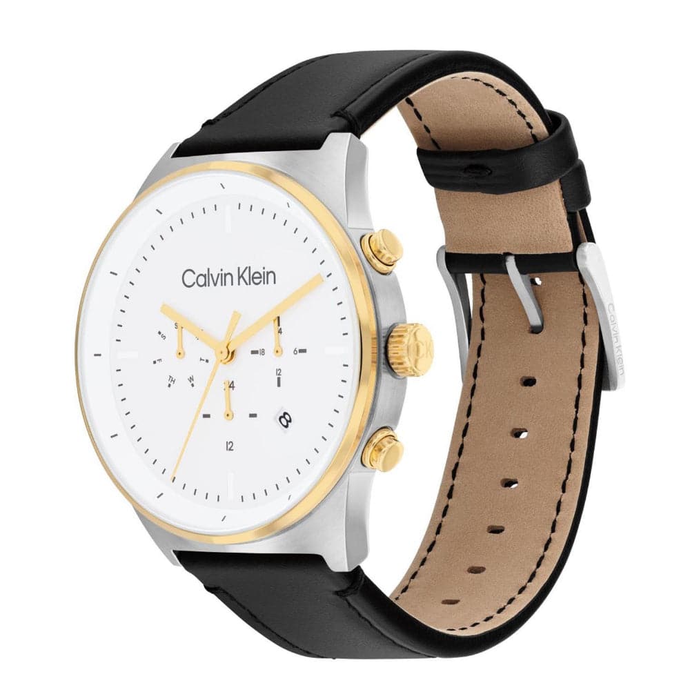 Calvin Klein Men's Chronograph Watch with Black Leather Strap - Model 25200299 | Stylish Dress Watch for Business, Formal Events & Everyday Wear