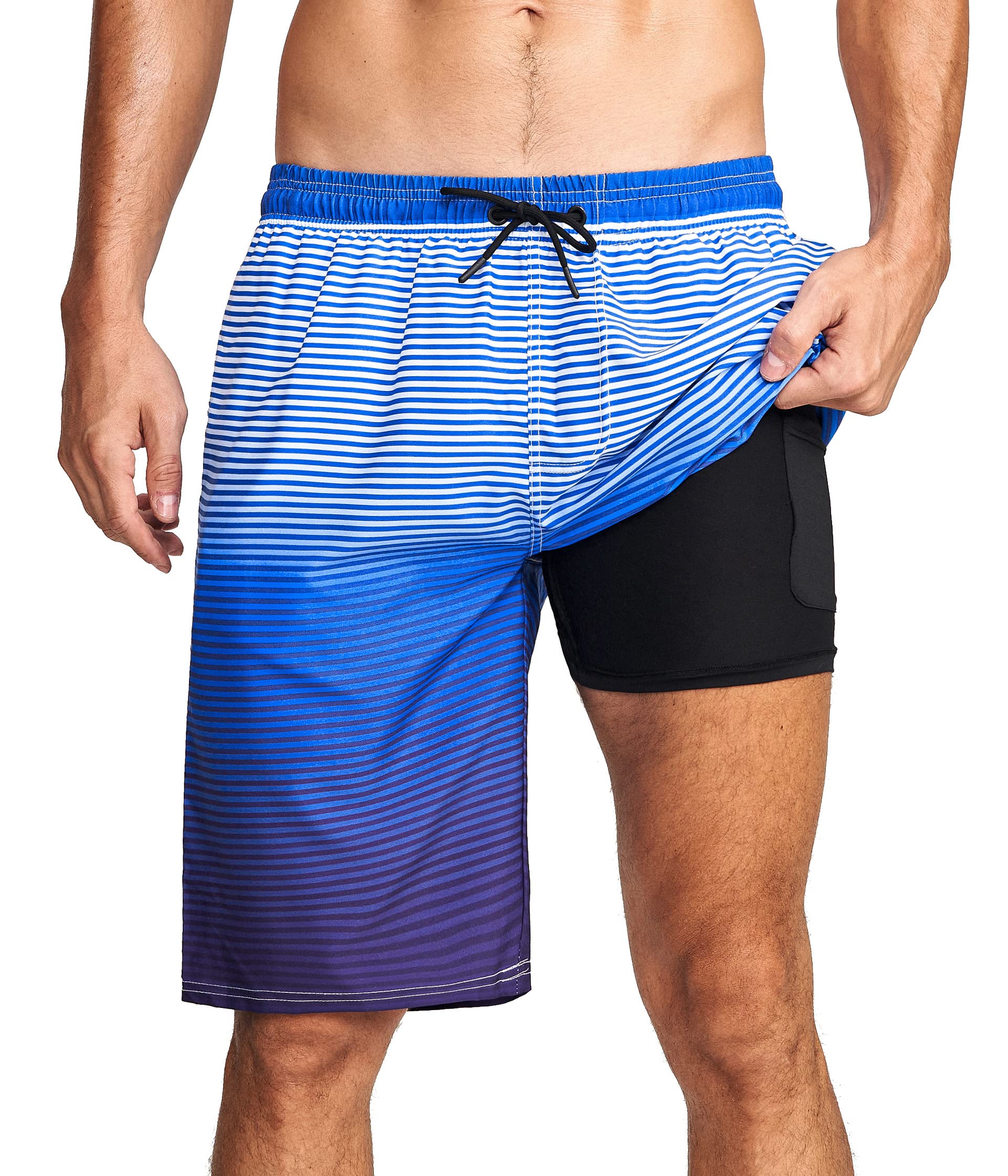 Men's Quick Dry Swim Trunks with Compression Liner - 9