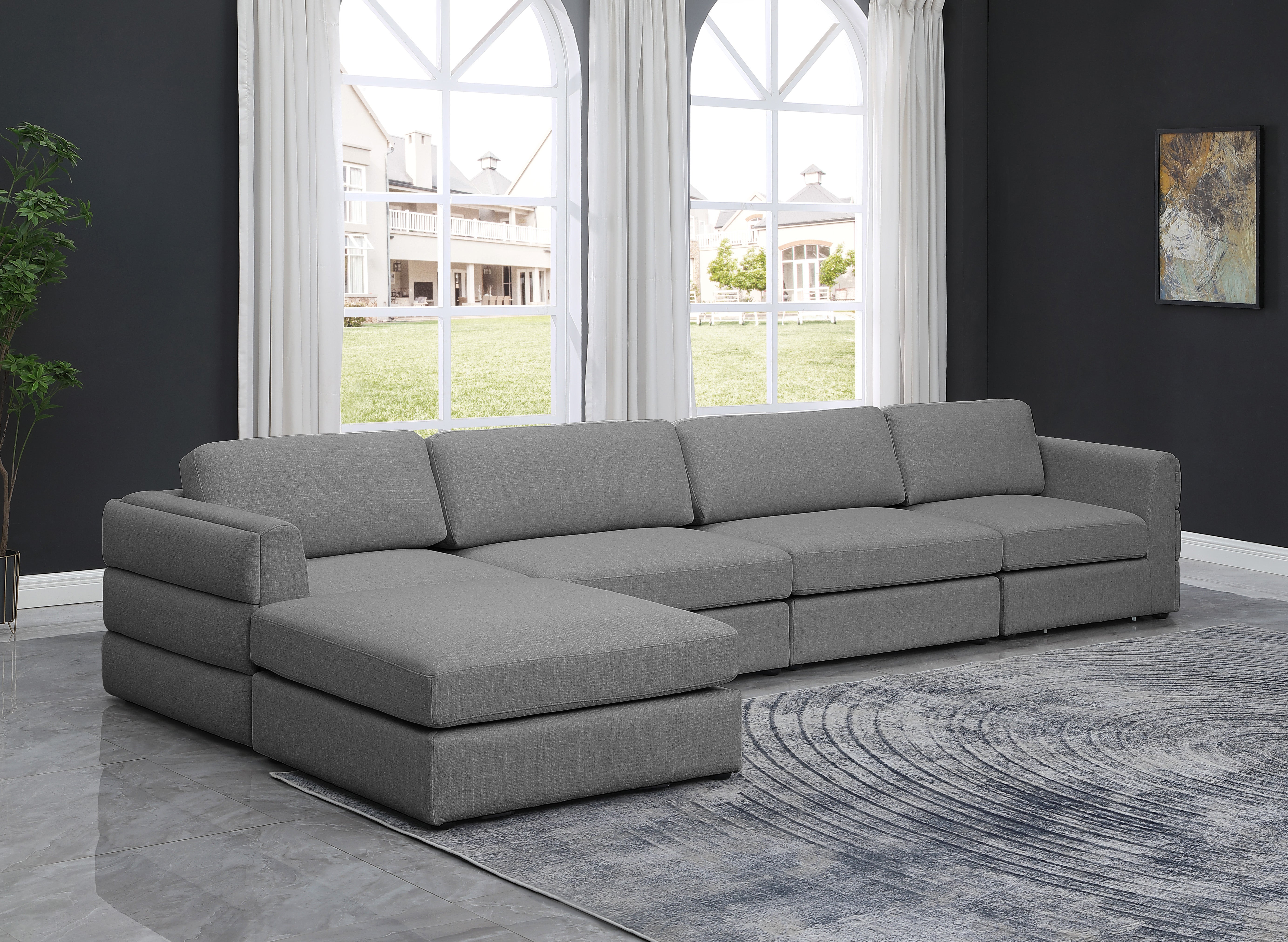 Beckham Durable Linen Textured Fabric Modular Sectional Sofa - Modern Living Room Furniture for Home Theater, Family Gatherings & Cozy Relaxation