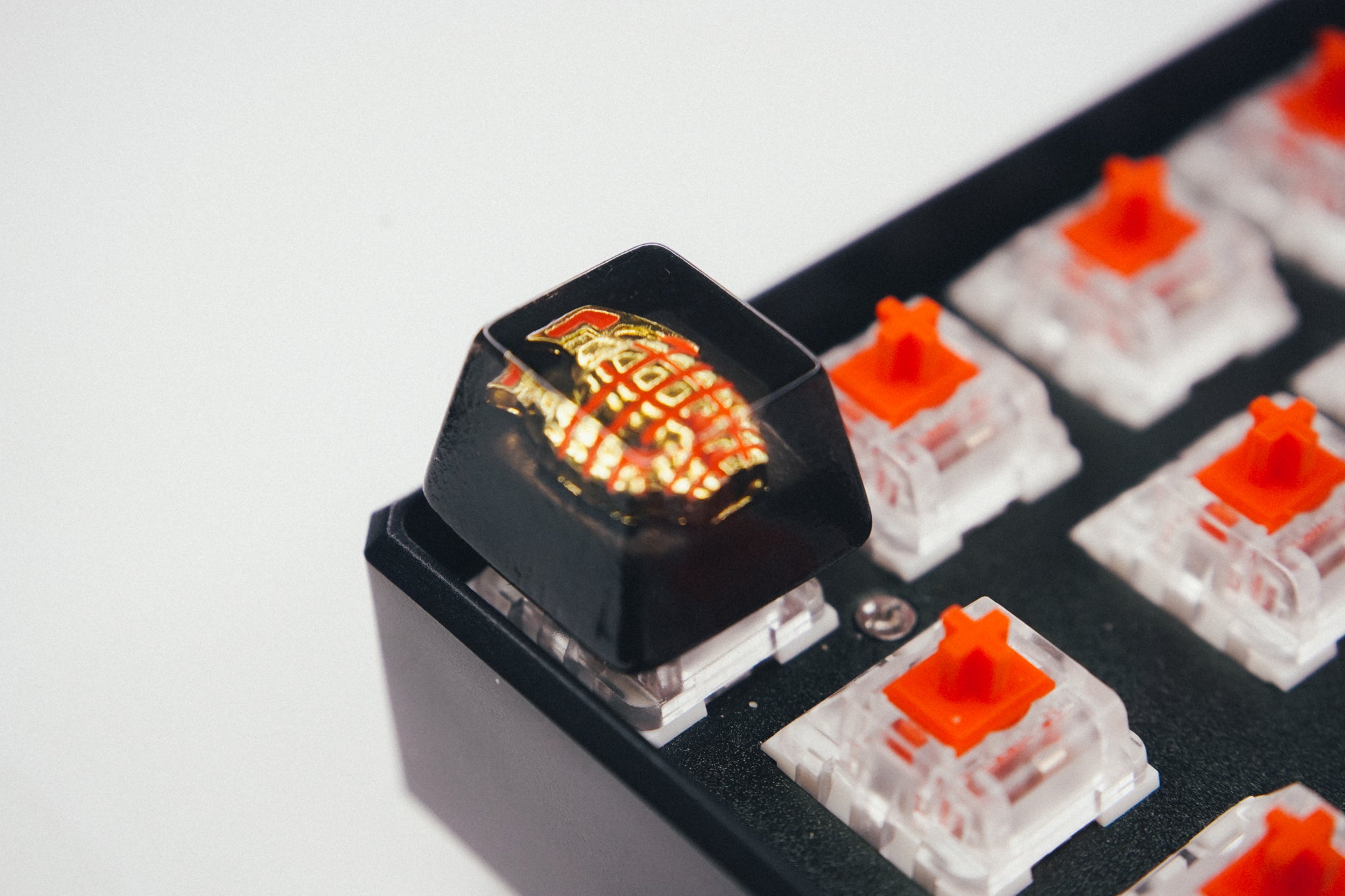 Golden Grenade Jelly Artisan Keycap - Custom Mechanical Keyboard Key for Gaming & Typing - Perfect for PC, Mac & Laptop Enthusiasts