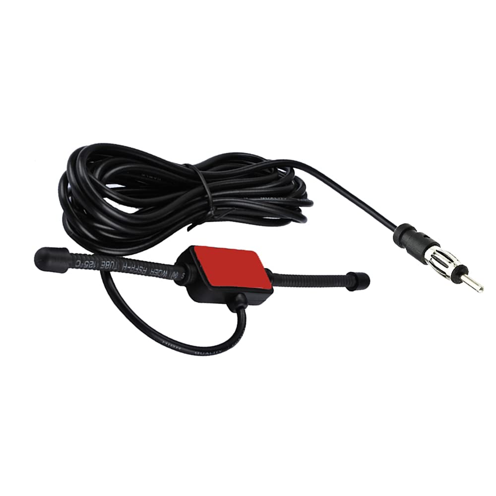 Universal Car Stereo AM FM Radio Antenna - 10ft Hidden Adhesive Patch Antenna with DIN Plug for Trucks & Vehicles | Enhanced Signal Reception for Road Trips & Commuting