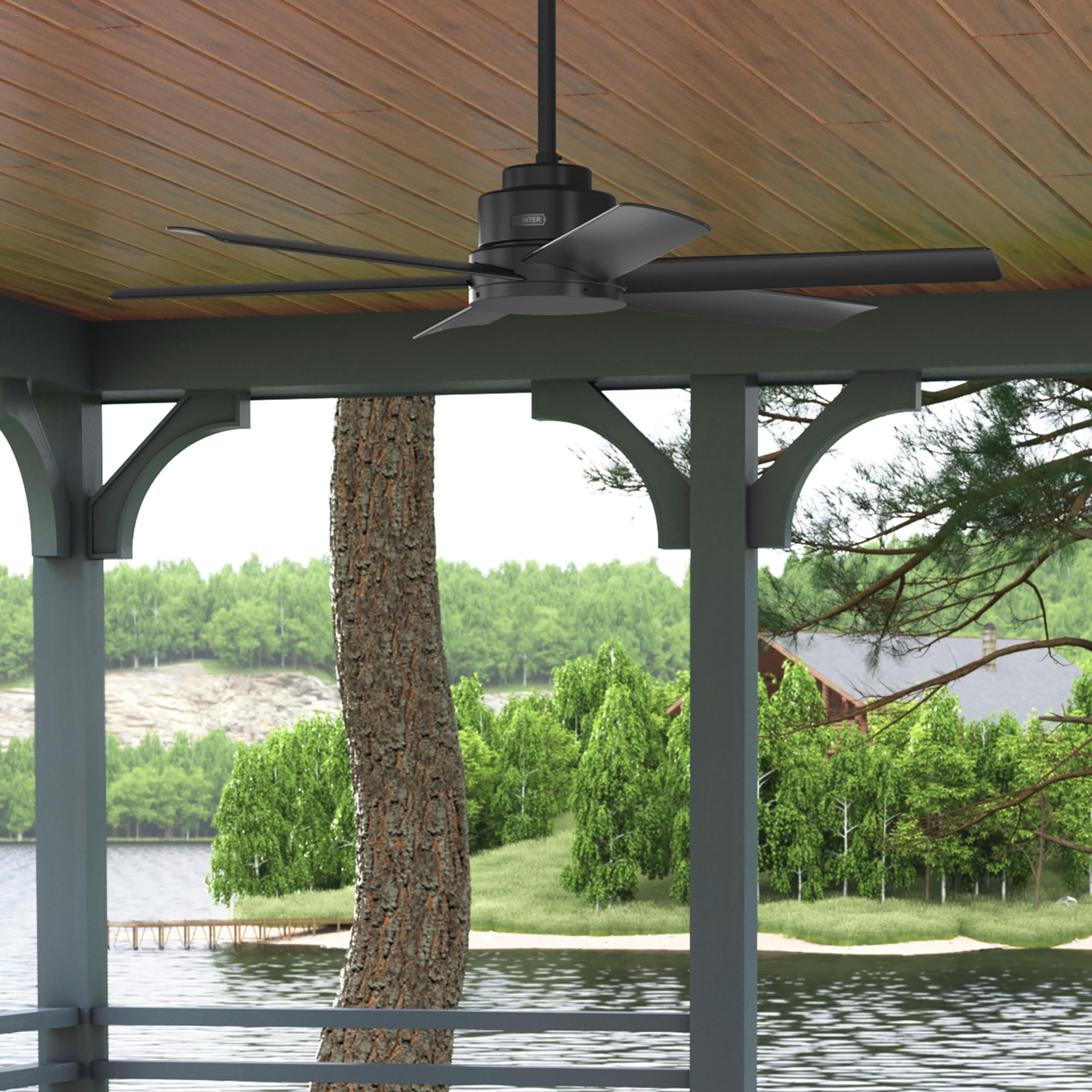 Hunter 51180 Kennicott 52 Inch Matte Black Ceiling Fan - Perfect for Living Room, Bedroom, and Outdoor Patio Cooling