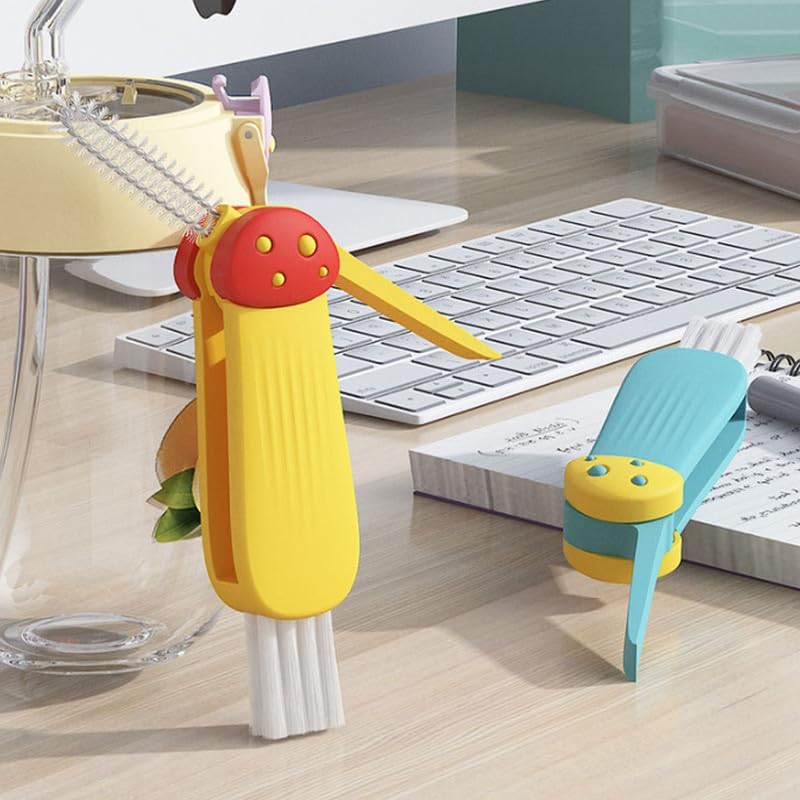 2024 New 4-in-1 Multifunctional Cleaning Brush Set - Bottle Brush, Crevice Cleaner, Cup Lid Scrubber & 360° Deep Clean Tool for Kitchen, Baby Bottles, Vases & Hard-to-Reach Areas | Portable Flower Crocodile Brush (A12)