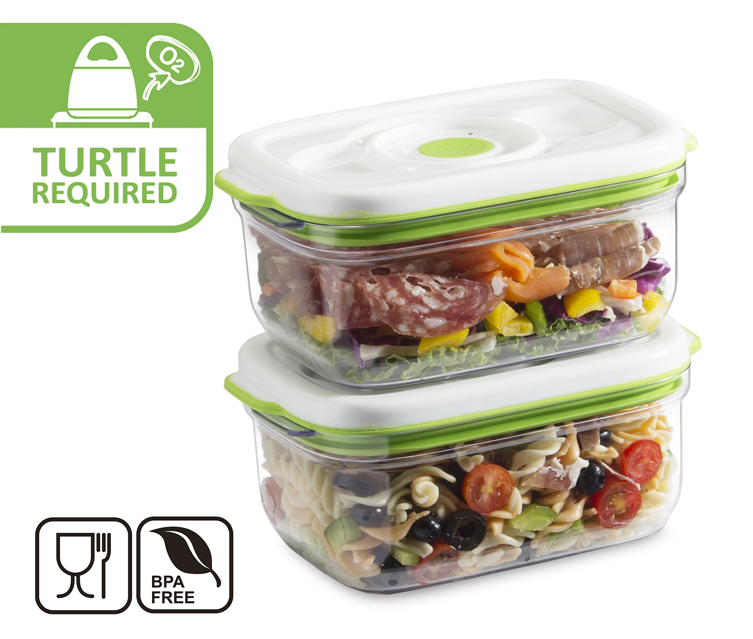 FOSA Vacuum Seal Food Storage Containers - 2 Pack Medium 49 oz Reusable BPA-Free Airtight Kitchen Containers for Meal Prep, Leftovers & Sous Vide (Vacuum Pump Sold Separately) | Perfect for Freezing, Organizing Pantry & Preserving Freshness