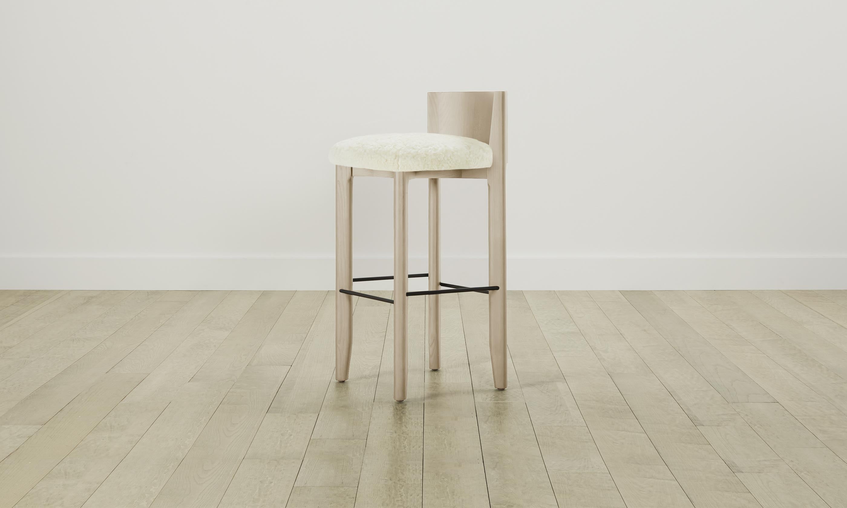 Delancey Bar & Counter Stool with Shearling Upholstery in Ivory - Perfect for Kitchen Islands, Breakfast Bars & Modern Home Decor