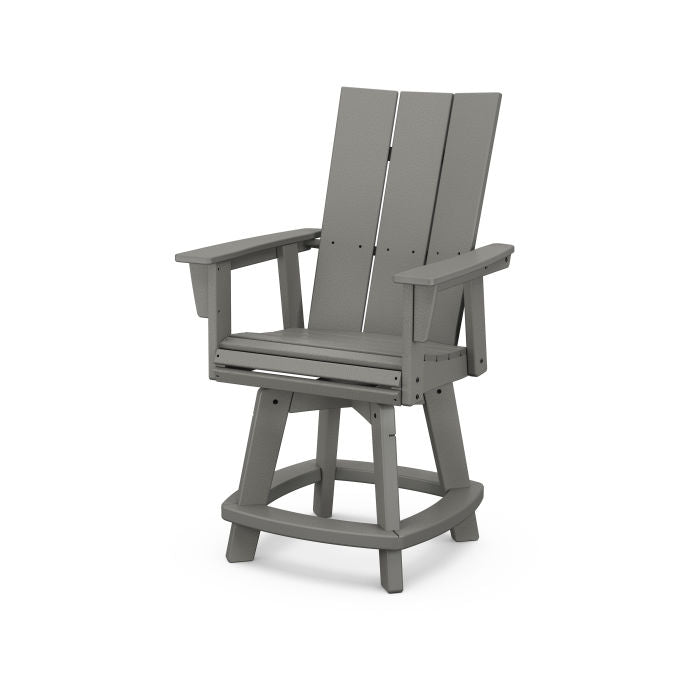 POLYWOOD Modern Curveback Adirondack Swivel Counter Chair - Outdoor Bar Stool for Patio, Deck & Poolside - Weather-Resistant & Durable