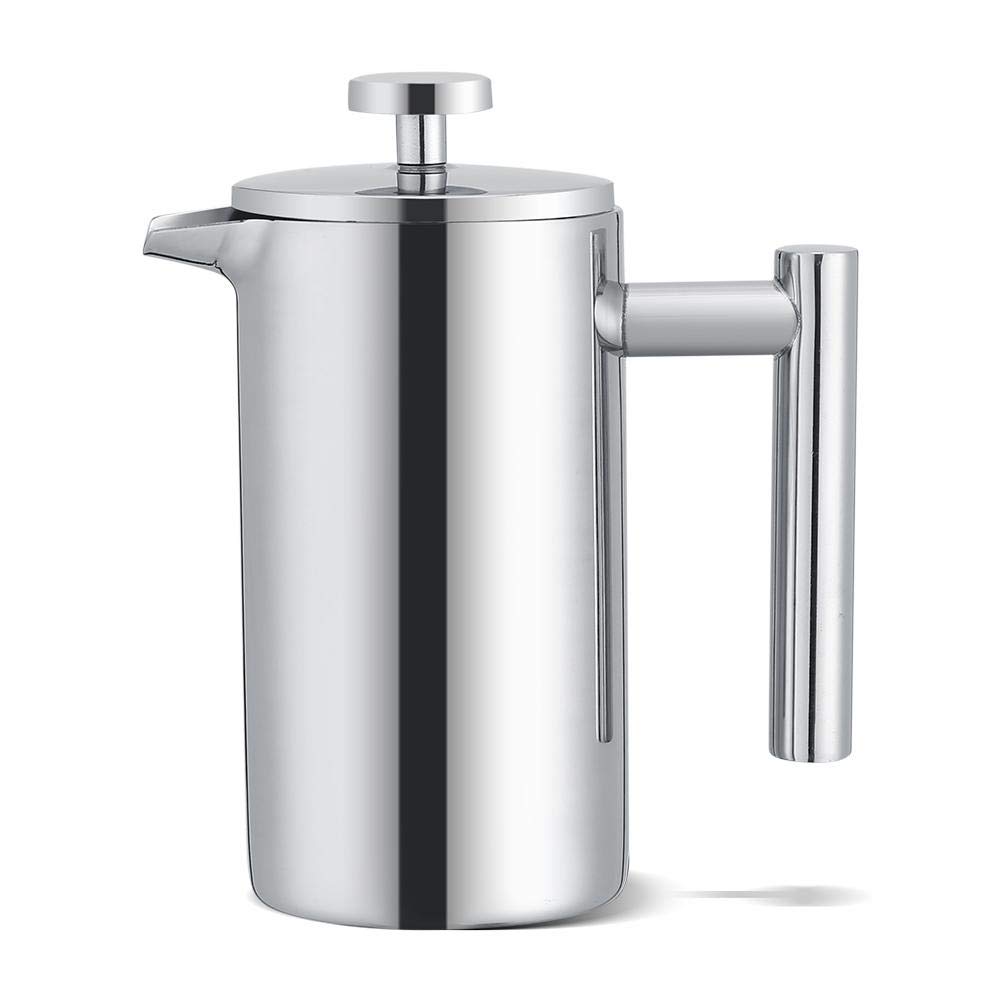 Premium Stainless Steel French Press Coffee Maker - 12 oz Double Walled Insulated Espresso & Tea Press with Fine Mesh Filter - Perfect for Home, Office & Camping Brewing