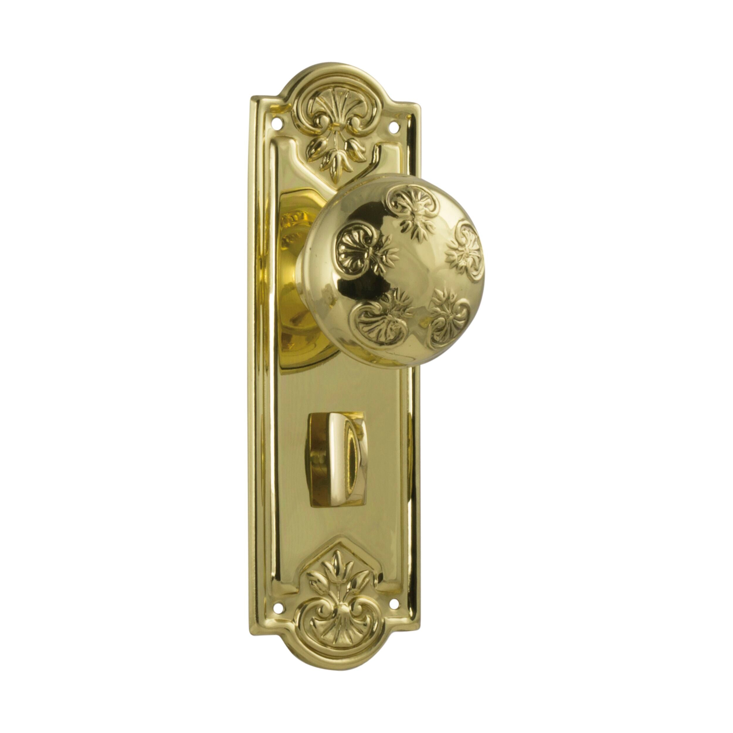 1053P Nouveau Privacy Door Knob Set - Polished Brass - H188xW58xP60mm - Perfect for Bedrooms & Bathrooms