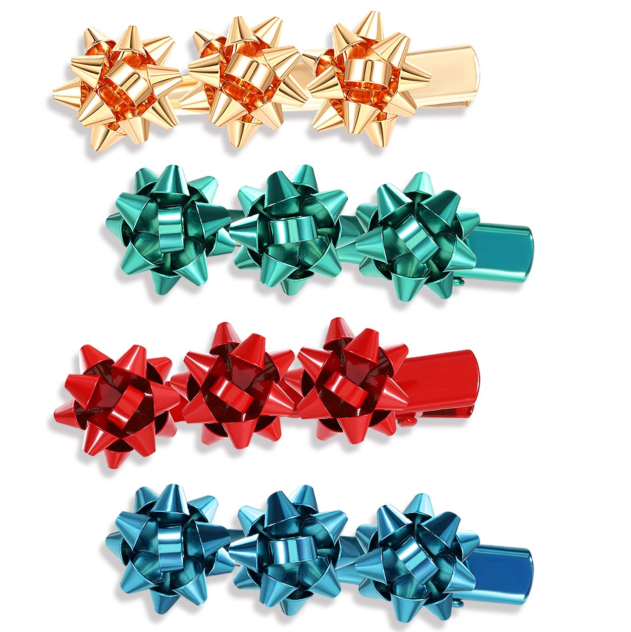 4PCS Christmas Bow Hair Clips for Women & Girls - Festive Xmas Hair Accessories, Alligator Clips Hairpins (Style B) - Perfect for Holiday Parties, Gifts & Christmas Outfits