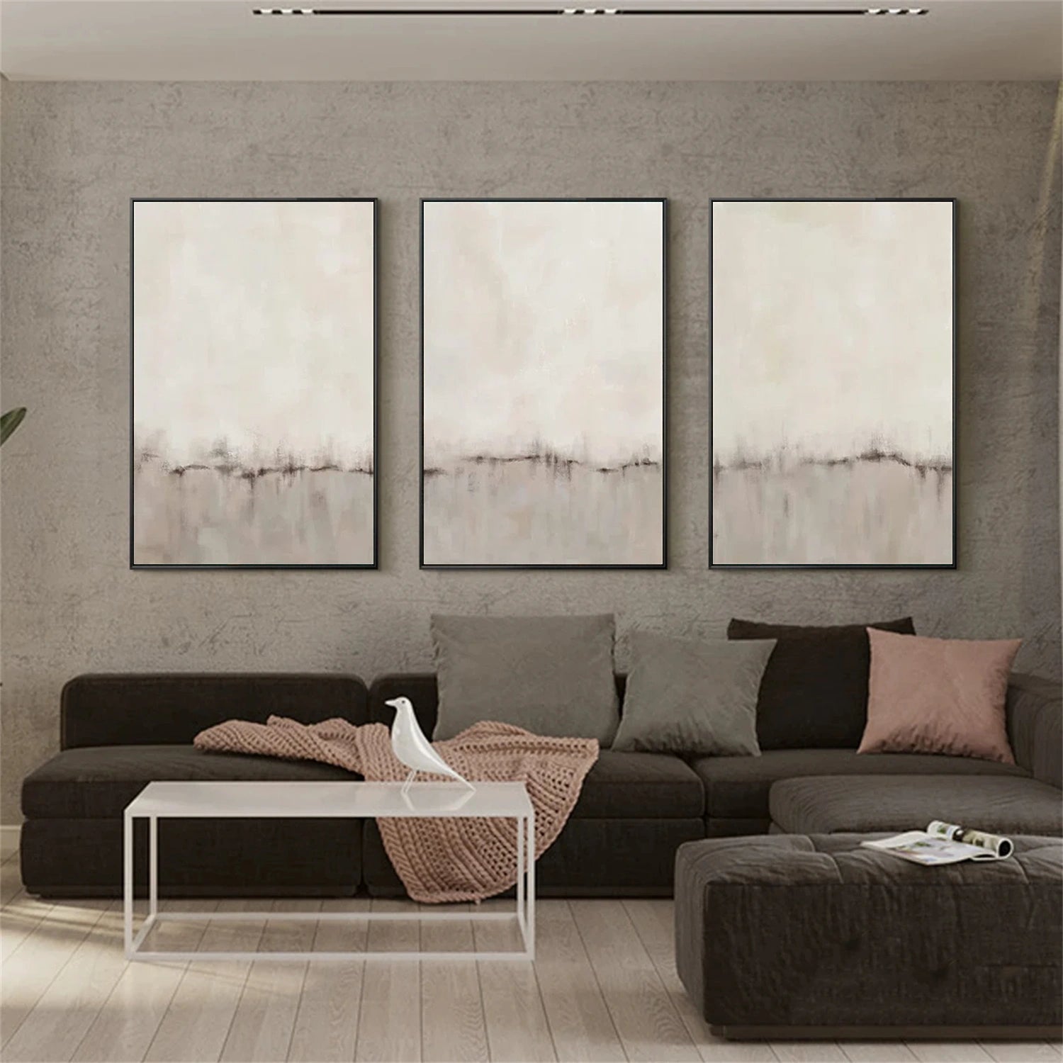 Abstract Tranquility Wall Art Set of 3 - Modern Canvas Paintings for Home & Office Decor - Perfect for Living Room, Bedroom, or Workspace