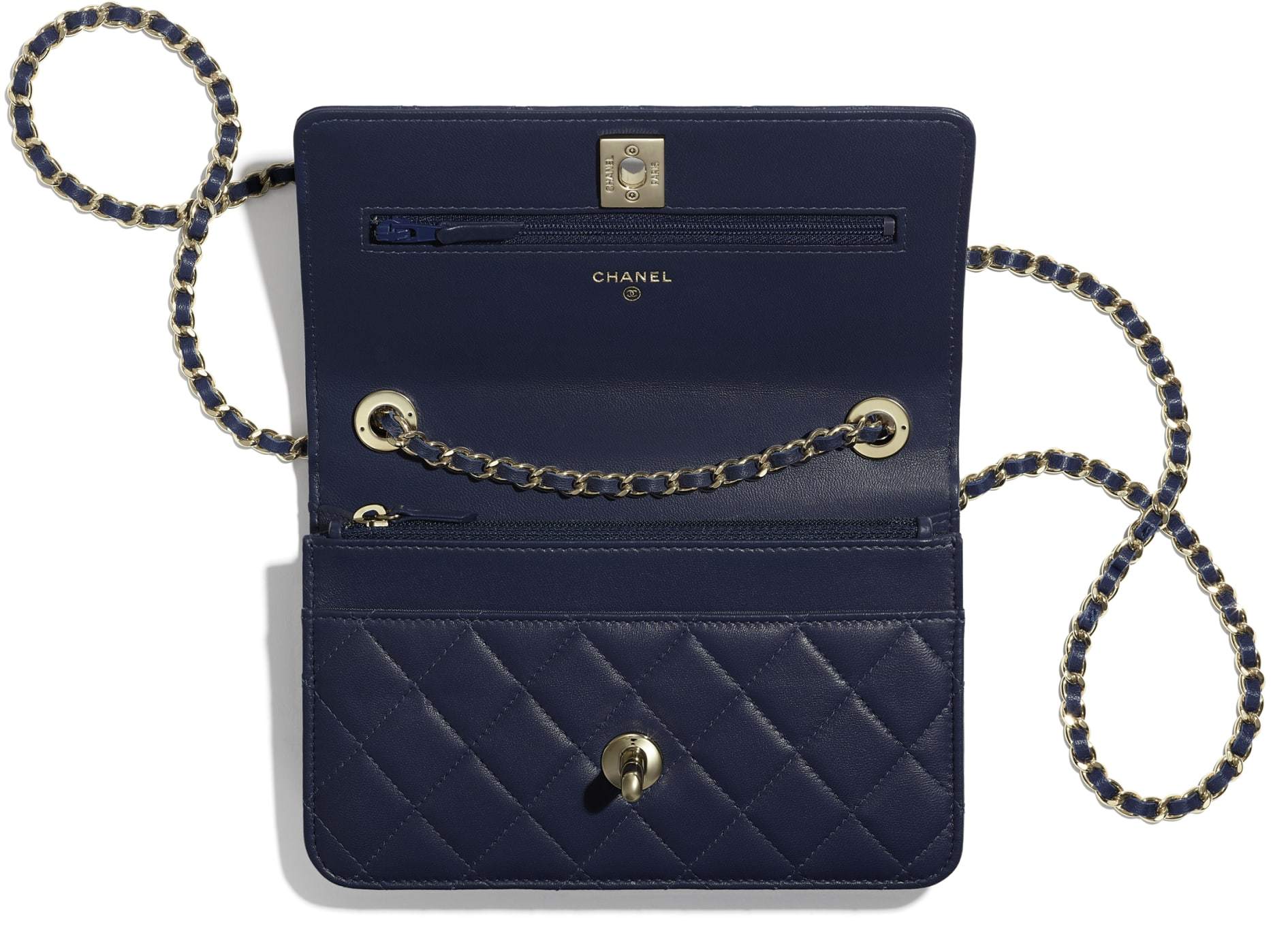 Chanel Wallet On Chain WOC Classic Caviar Leather with Gold-Tone Hardware in Dark Grey - Perfect for Evening Events, Parties & Luxury Fashion Accessories