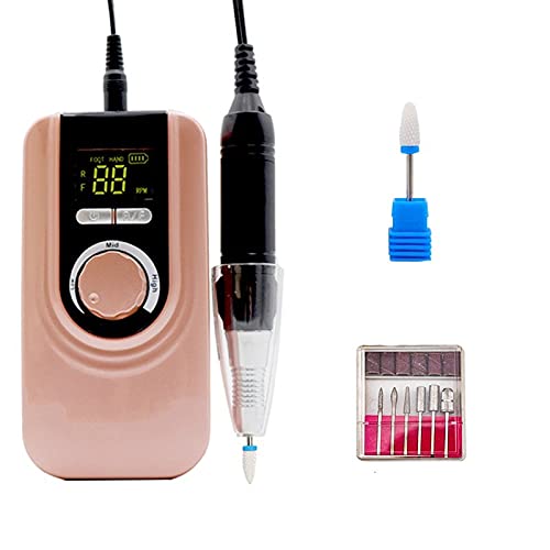 Professional Portable Rechargeable Electric Nail Drill Kit - 35000 RPM Manicure Machine with Ceramic Bits for Home & Salon Use (Rose Gold) | Perfect for Nail Art, Acrylics & Gel Extensions