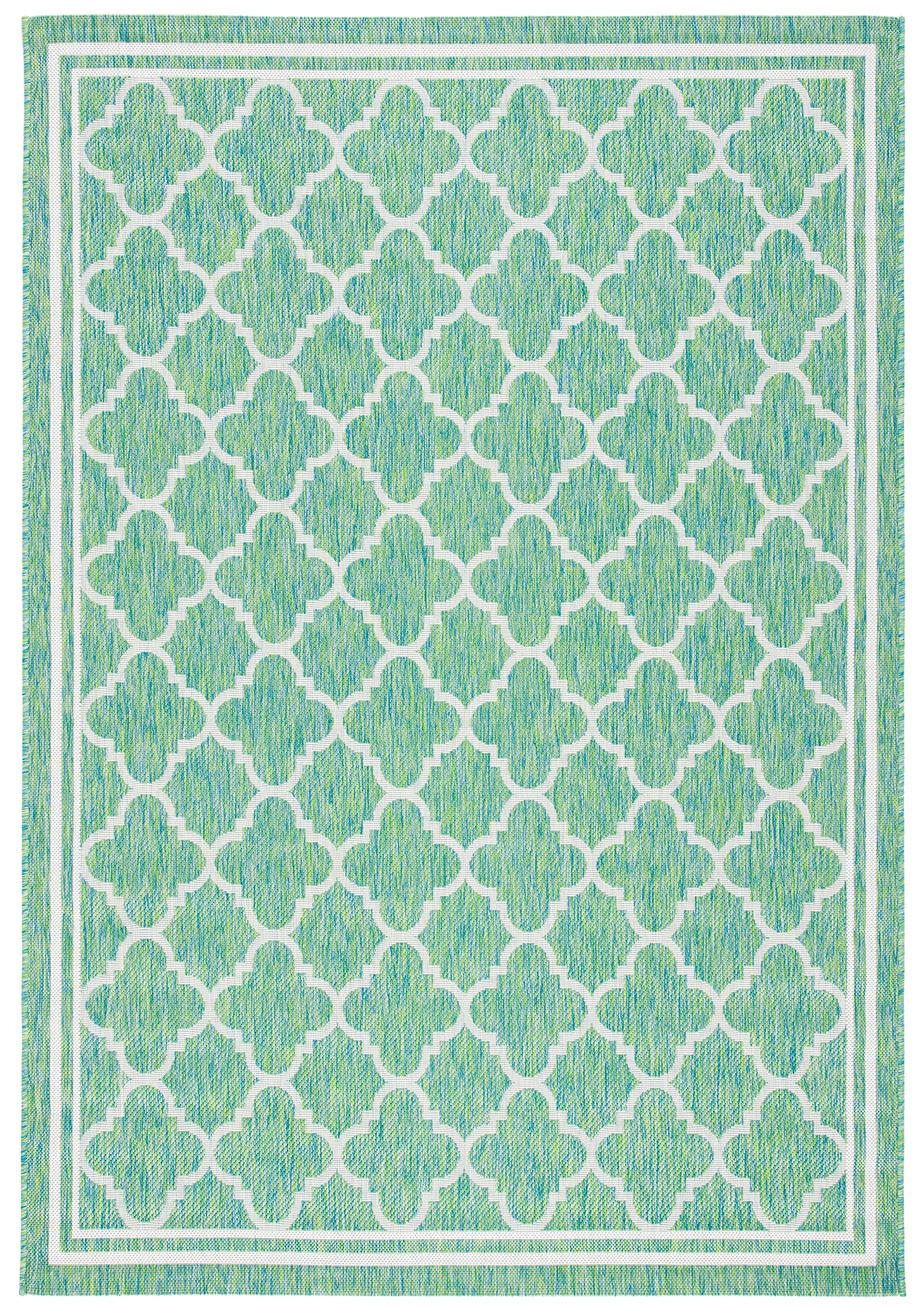 SAFAVIEH Courtyard Collection 8' x 10' Green & Ivory Indoor/Outdoor Rug - Waterproof, Easy to Clean, Durable for Patio, Backyard, Mudroom, Deck & Poolside Use | CY8918