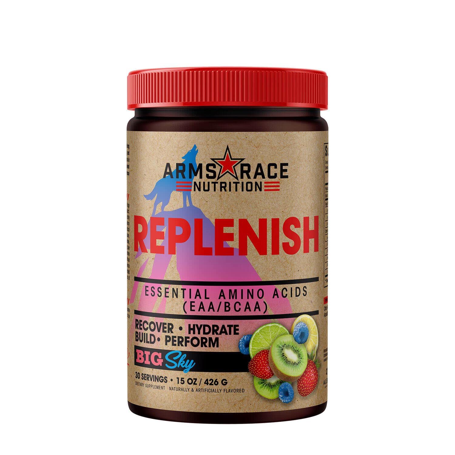 Arms Race Nutrition Replenish Amino Acids Supplement - Big Sky Flavor - 15 oz Powder for Post-Workout Recovery & Muscle Growth