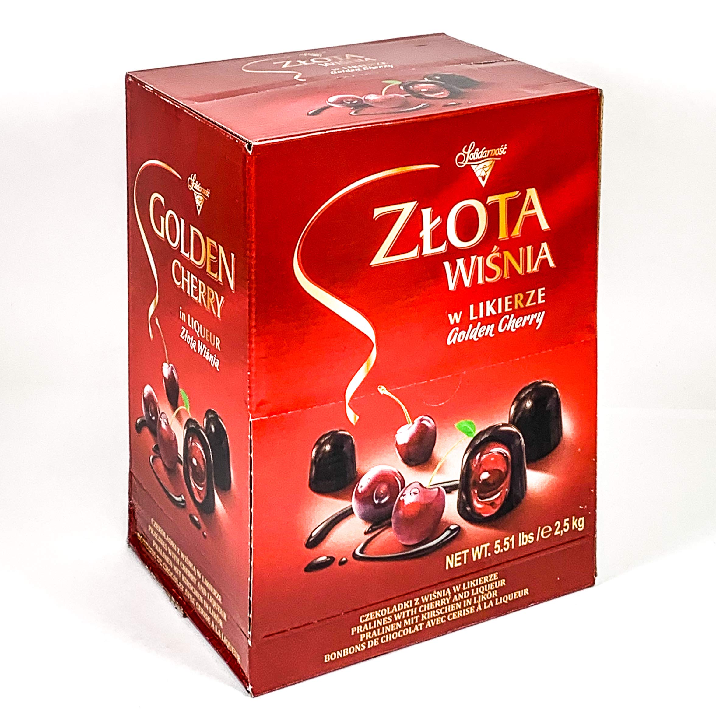 Golden Cherry Polish Chocolate Pralines Candies - Zlota Wisnia by Solidarnost 5.51 lb (2.5 kg) Premium Gourmet Gift Box - Perfect for Holidays, Birthdays & Corporate Gifts